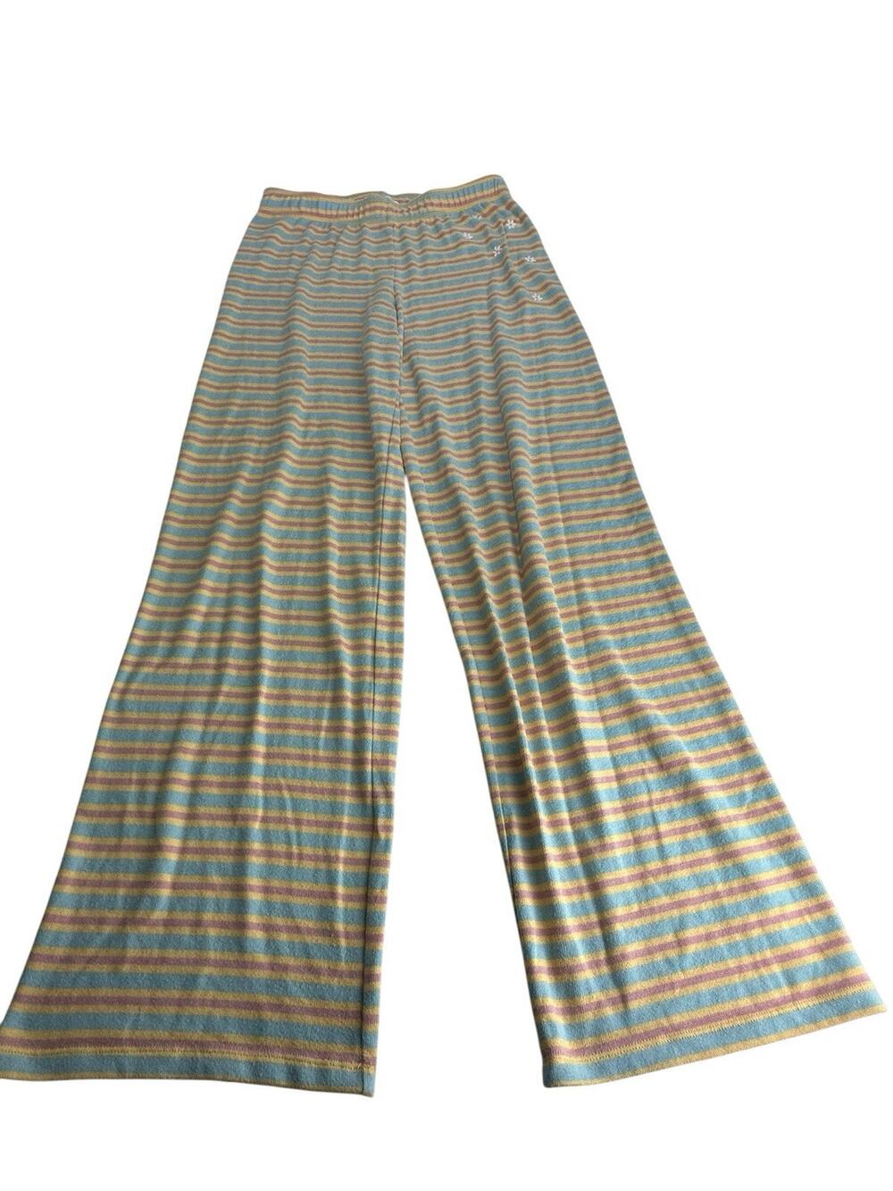 pj salvage Women’s Size XS striped pajama lounge pants daisy detail